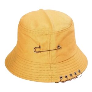 Stylish Yellow Bucket Hat with Safety Pin